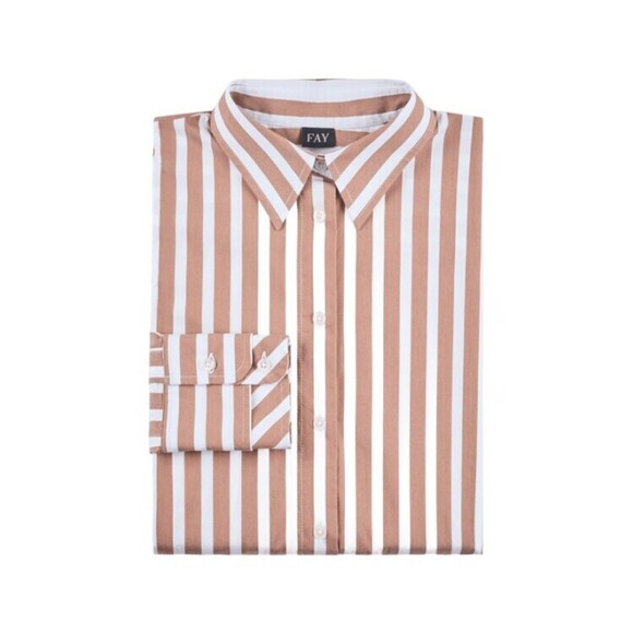 Fay Classic Striped Long-Sleeve Shirt With Wing Collar - NWT
